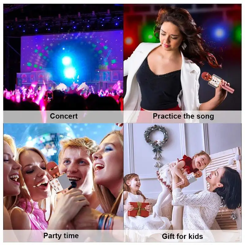 

WS858 Wireless Bluetooth Koraoke Microphone Home Party Portable Handheld Mic Speaker Conderser Microphone for Android/iPhone/PC