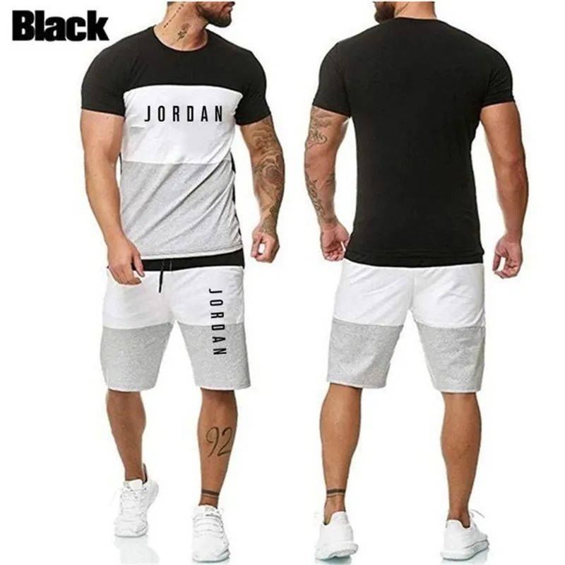 

2021 New Tracksuit 2 Pieces Men Sets Male Clothing Sportswear Set Fitness Summer Print Men Shorts+T Shirt Mens Casual Suit 6XL