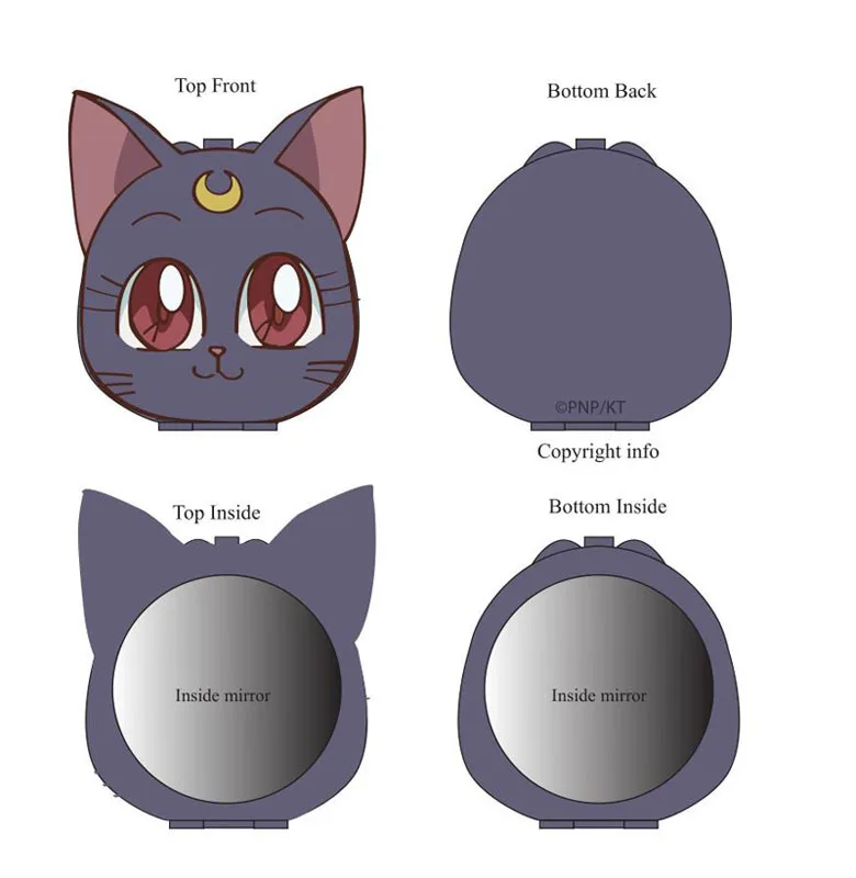 

Cartoon girl warrior Sailor Moon cosplay lovely Luna cat transformer folding make-up mirror Mini mirror cartoon