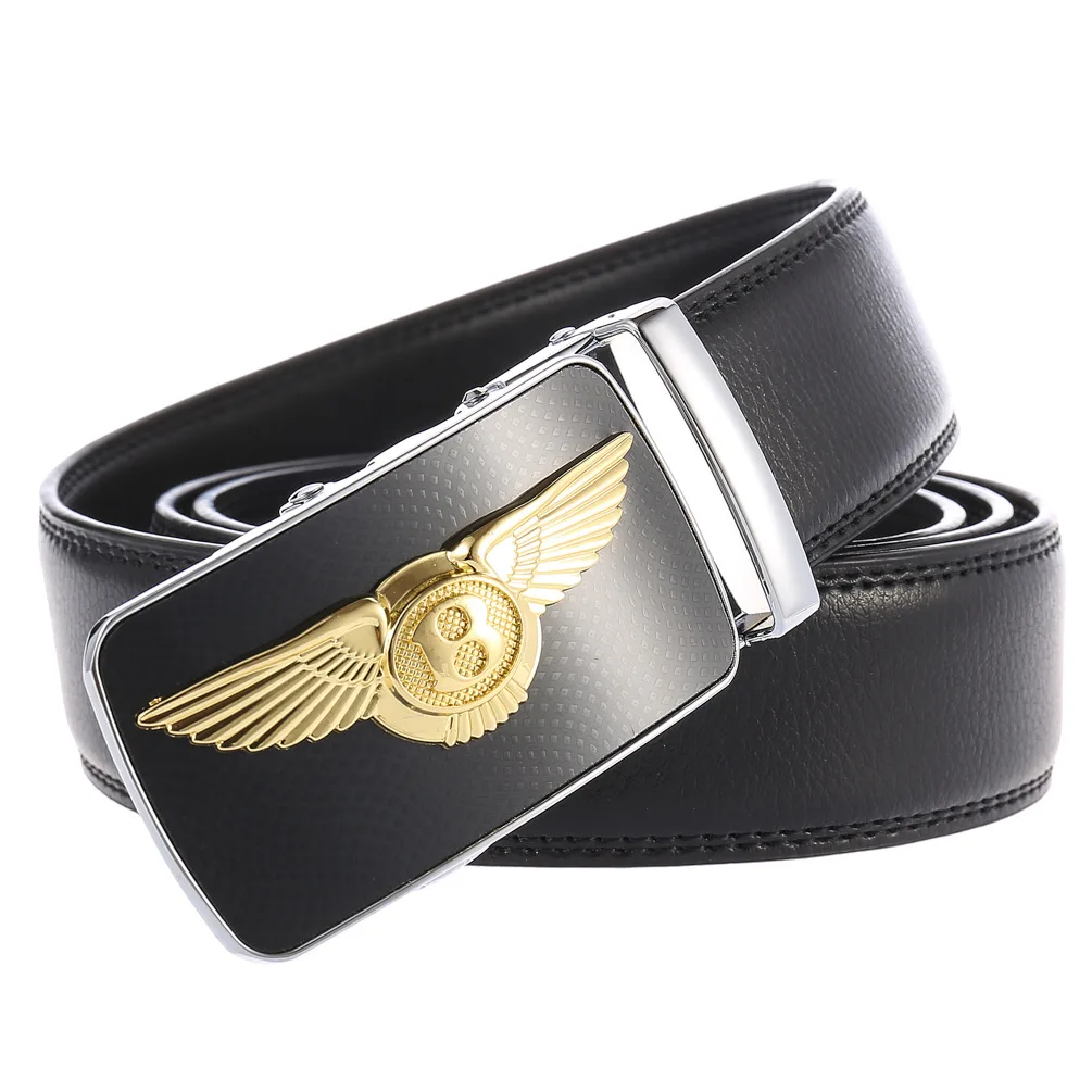 

Leather Belts for Men 3.5cm Width Brand Fashion Automatic Buckle Black Brown Genuine Leather Belt Men's Belts Cow G25-0272-1