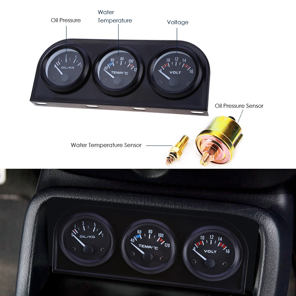 3 в 1 вольтметр измеритель температуры воды и масла 52 мм Индикатор управления