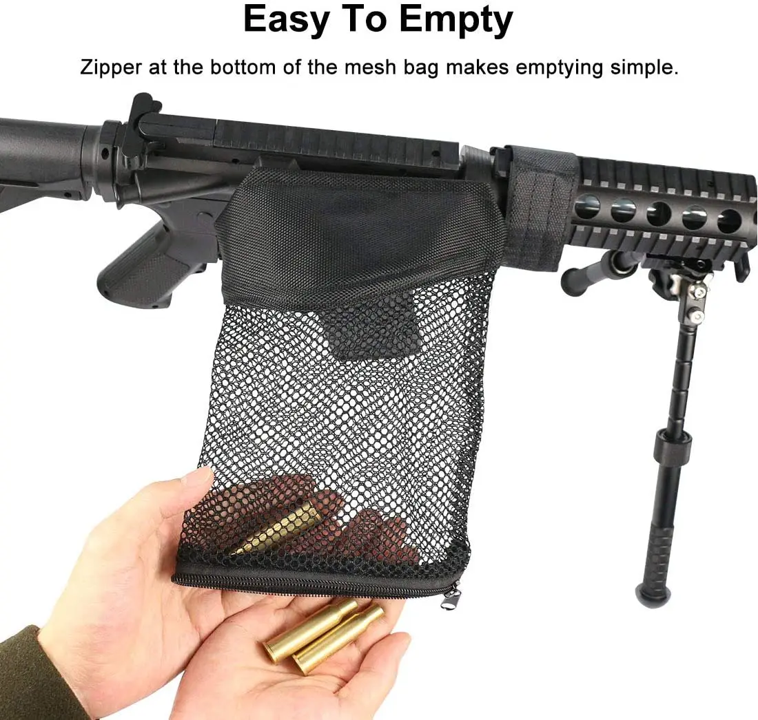 

Tactical Rifle Ammo Brass Shell Catcher AR 15 M4 AK47 Mesh Zipper Shell Trap Bag Airsoft Bullet Wrap Catcher Hunting Accessories