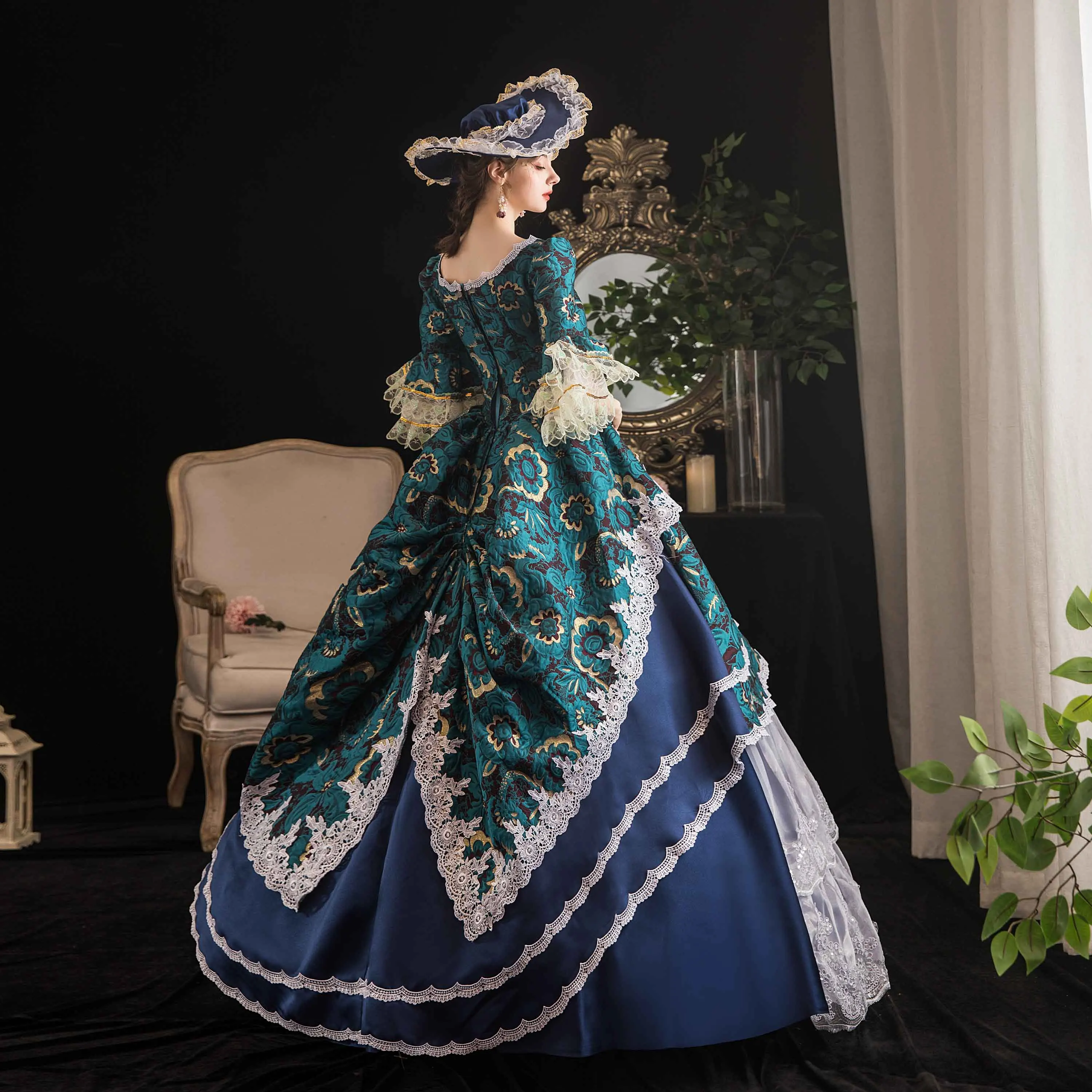

Evening Gown European Court Clothing Party Masquerade Dinner Full Dress Stage Chorus Show Serve Victorian Ball Gown