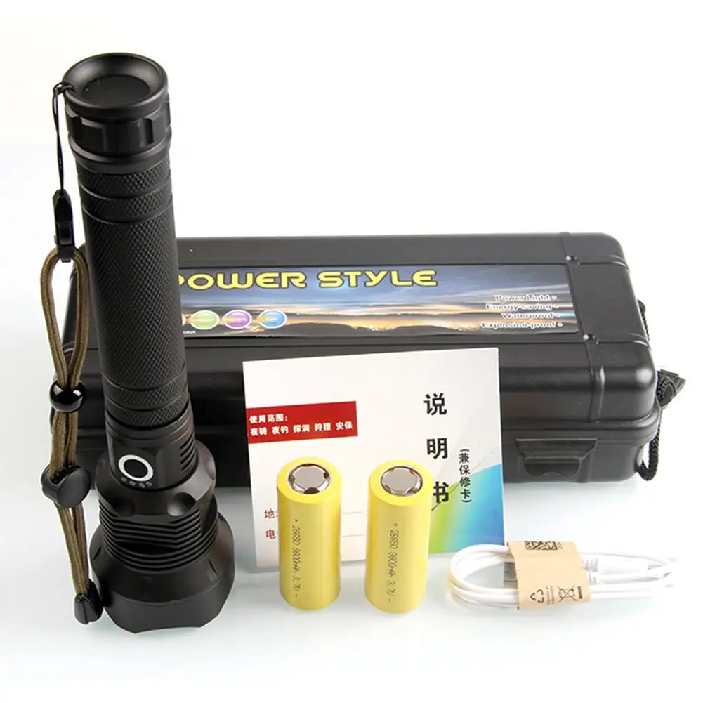 

50000 Lumens IPX-6 Waterproof LED Rechargeable Flashlight Linterna Torch 18650/26650 Battery Outdoor Powerful Led Flashlight