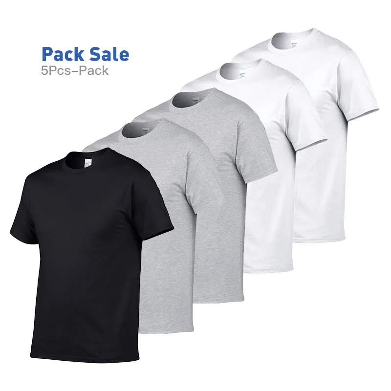 Gildan Men Tshirt 100% Cotton T-shirt Women Casual Breathable Short Sleeve O-Neck Couple T Shirt Tops Tees 5pcs or 1pcs /Lot images - 6
