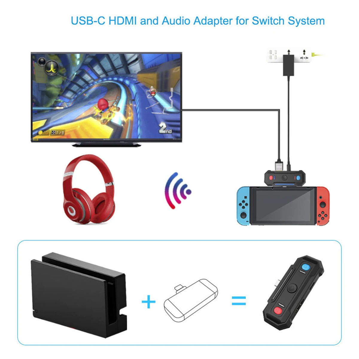 

Wireless Audio Adapter Transmitter w/APTX Low Latency Compatible for Nintendo Switch & Switch Lite Wireless Audio Transmitter