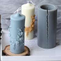 flower carved cylindrical candle mold candle silicone molds scented candle making handmade diy resin clay soap mold home decor