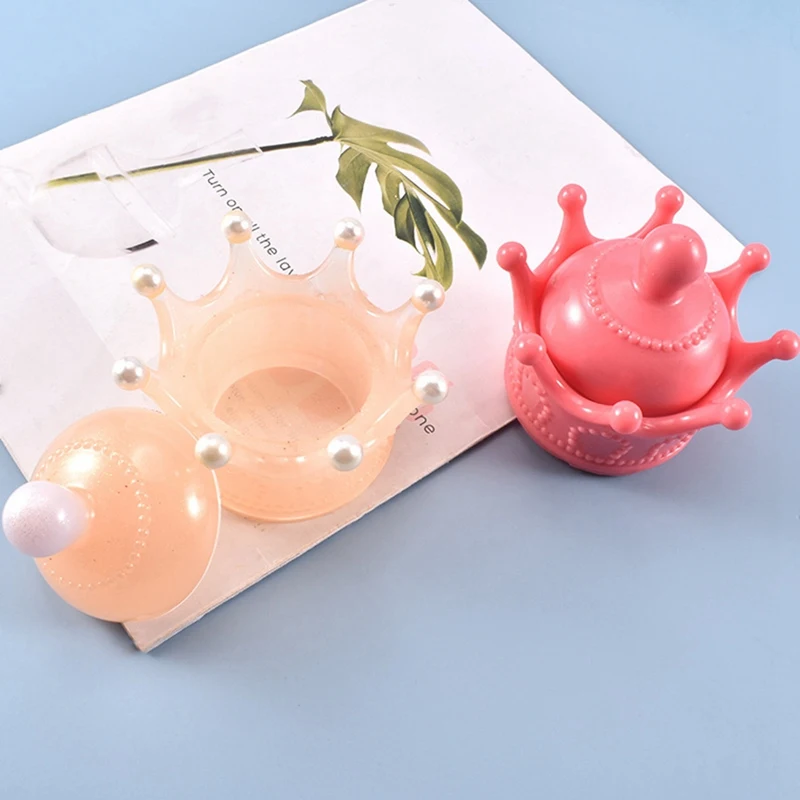 

2 Pcs DIY Crystal Epoxy Mold Crown Storage Box Silicone Mold