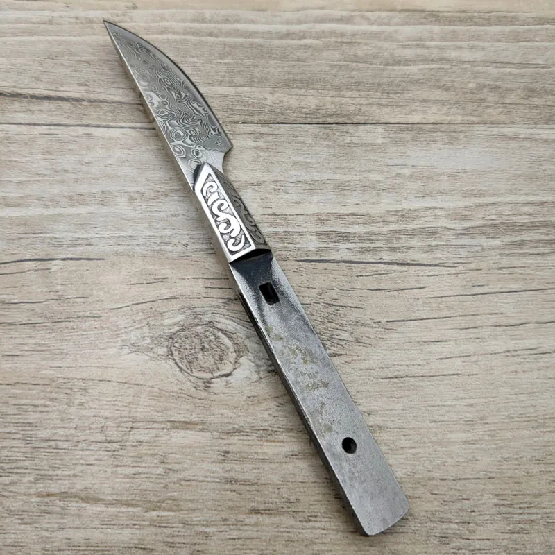 

Dropship Damascus Steel VB67A Sharpen Tea Needle Straight Knife Bille Blade Semi-finished Diy Self-defense Survival Knife