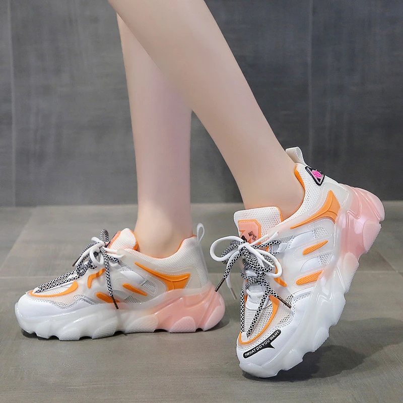 

Designer Sneakers Women 2021 Fashion Breathable Jelly Sole Sports Basket Femme Platform Shoes Women Chunky Sneakers Zapatillas