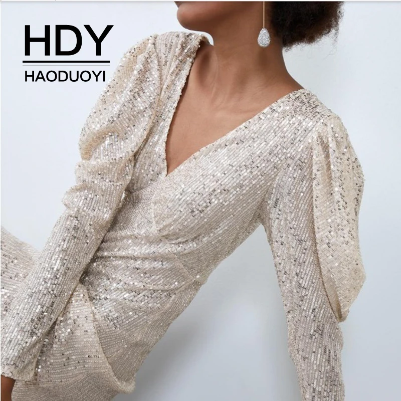 Женское платье HDY Haoduoyi тонкое прямое серебристое белое с треугольным