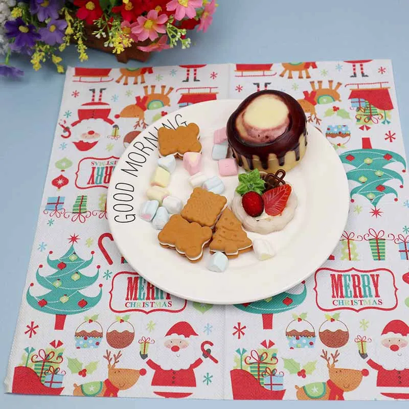 

20Pcs Christmas Table Paper Napkins Cloth Disposable Tableware Decoration For Home New Year Birthday Wedding Dinnner Supplies