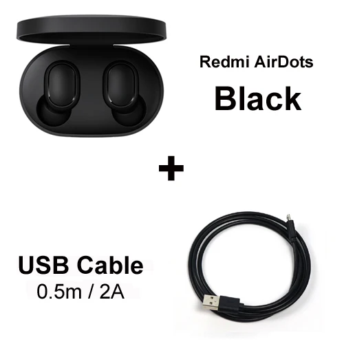 add usb cable Оригинальные беспроводные наушники Xiaomi Redmi AirDots, Bluetooth 5,0, мини беспроводные наушники, DSP, Автоматическое шумоподавление, наушники - Цвет: add usb cable
