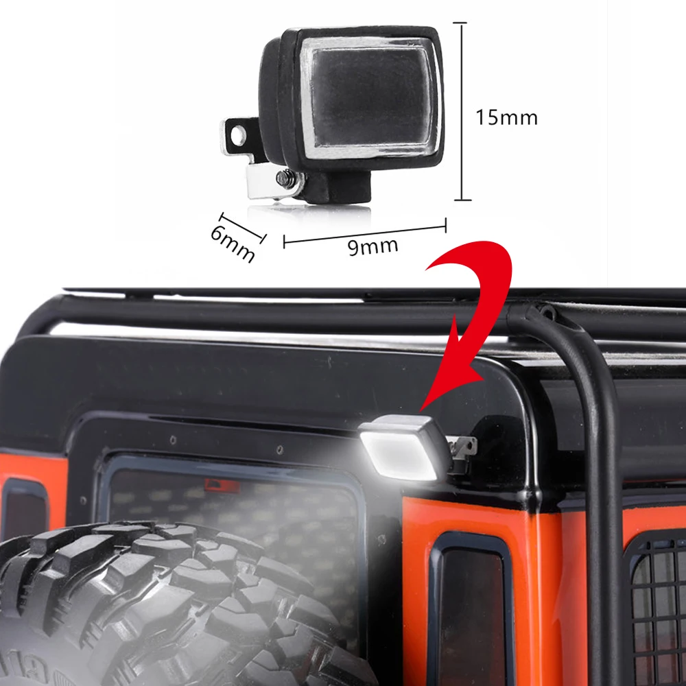 Задний прожектор квадратный прожектор для 1/10 TRX4 BRONCO G500 TRX6 G63 AXIAL SCX10 III 90046 D90 D110 JEEP Crawler Cars