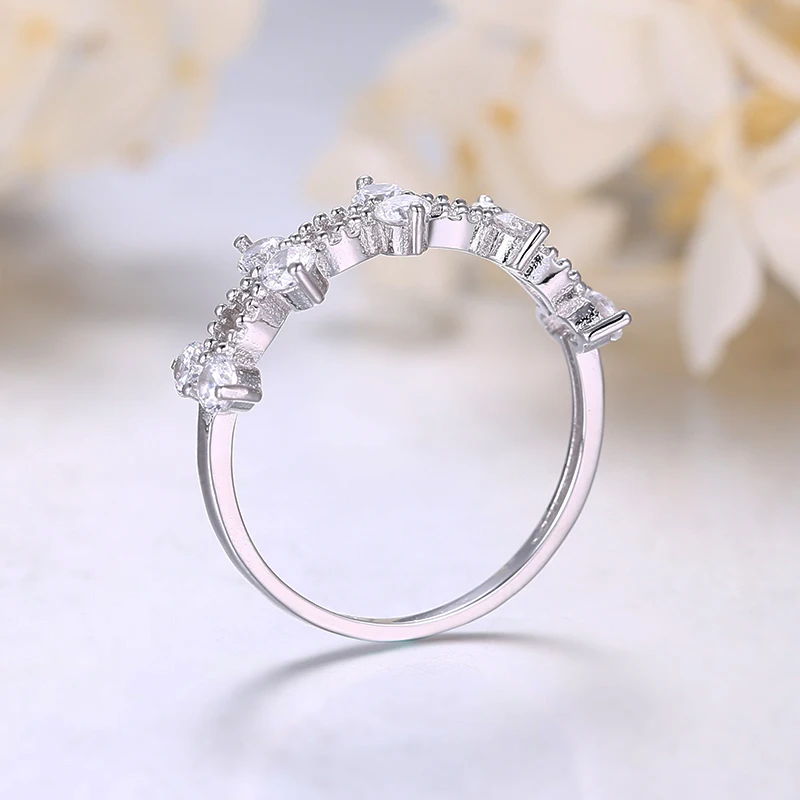 Женское Обручальное Кольцо PHOEBEJEWEL Настоящее серебро 925 пробы с прозрачным