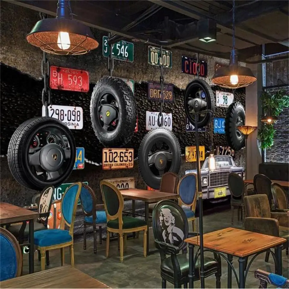Фото Пользовательские 3d фото обои роспись Гостиная старая автомобильная шина
