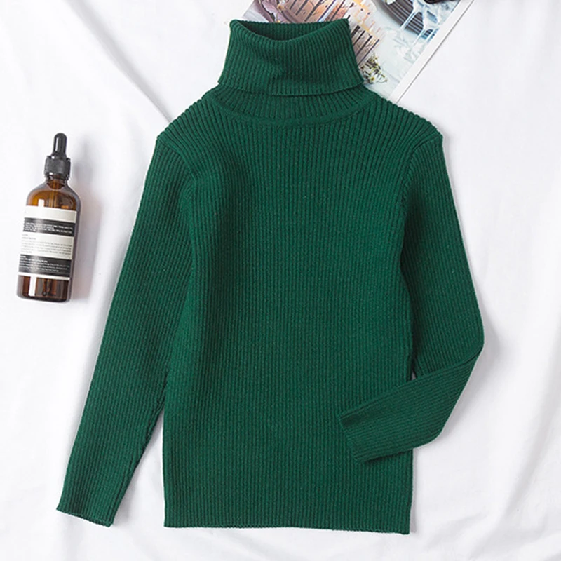 Свитер с высоким воротником для маленьких мальчиков и девочек Осенний вязаный