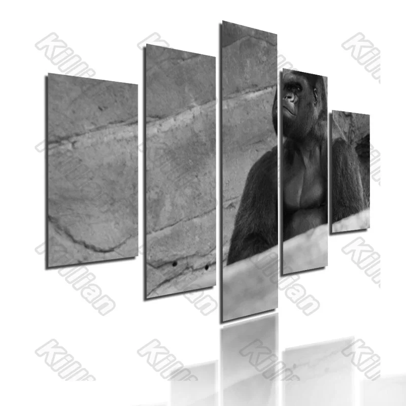 

Nostalgia Style Mural Canvas Paintings Modular Bed Home Decor Prints 5 Pieces Lonely Orangutan Decoration Living Room Fresco