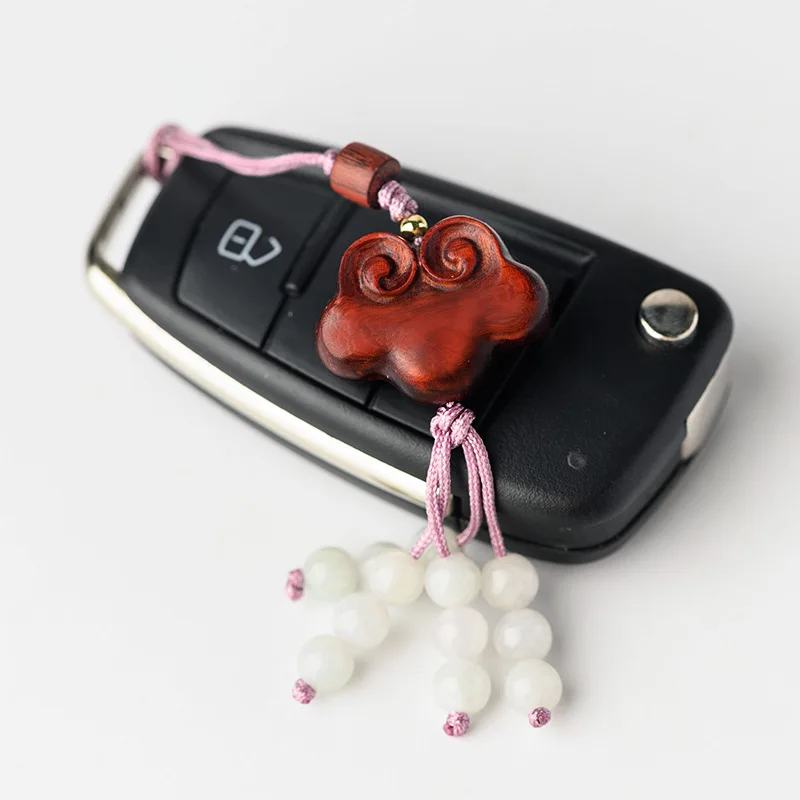 Китайский Элемент палисандр резьба Ruyi замок кулон из красного дерева в