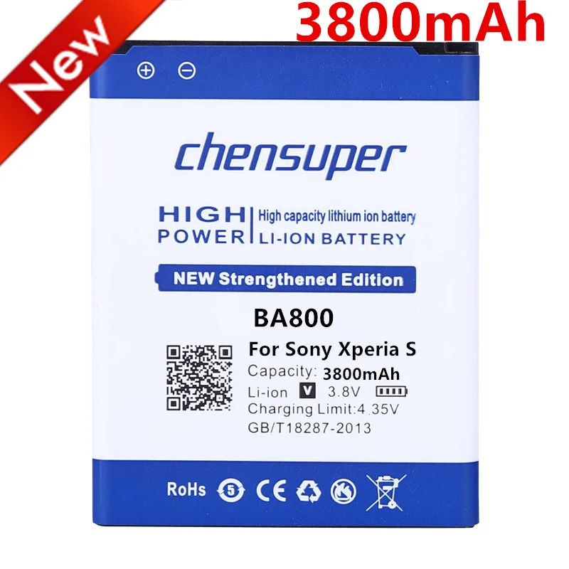 

Аккумулятор chensuper BA800 Li-Ion для телефона Sony Xperia V LT26i Arc HD Xperia V LT25i LT25C LT26 LT25C, 3800 мАч