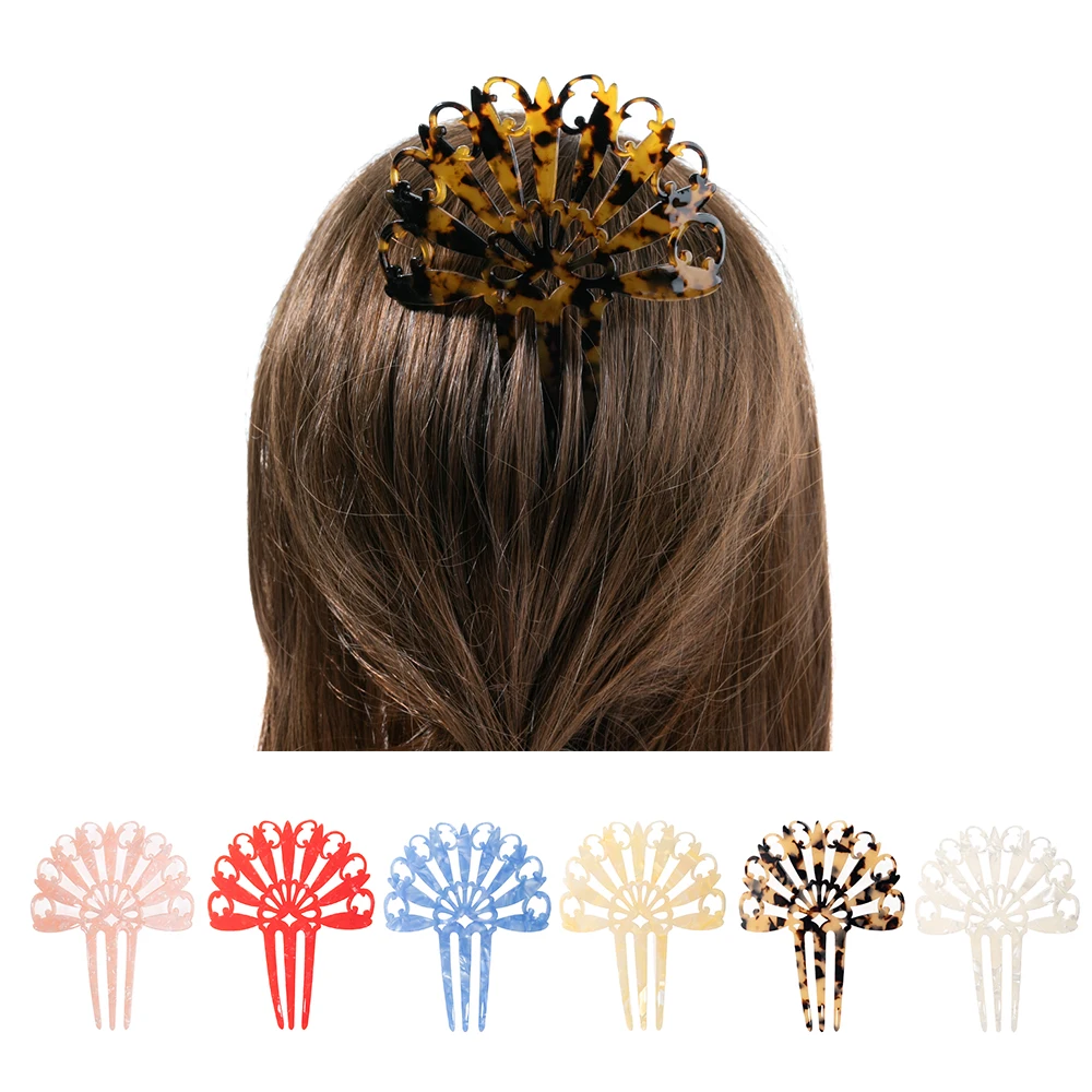 Vintage Hair Combs Women Colorful Acetate Hair Accessories Faux Tortoise shell Hair clips Flamenco Headdresses jewelry Mantilla