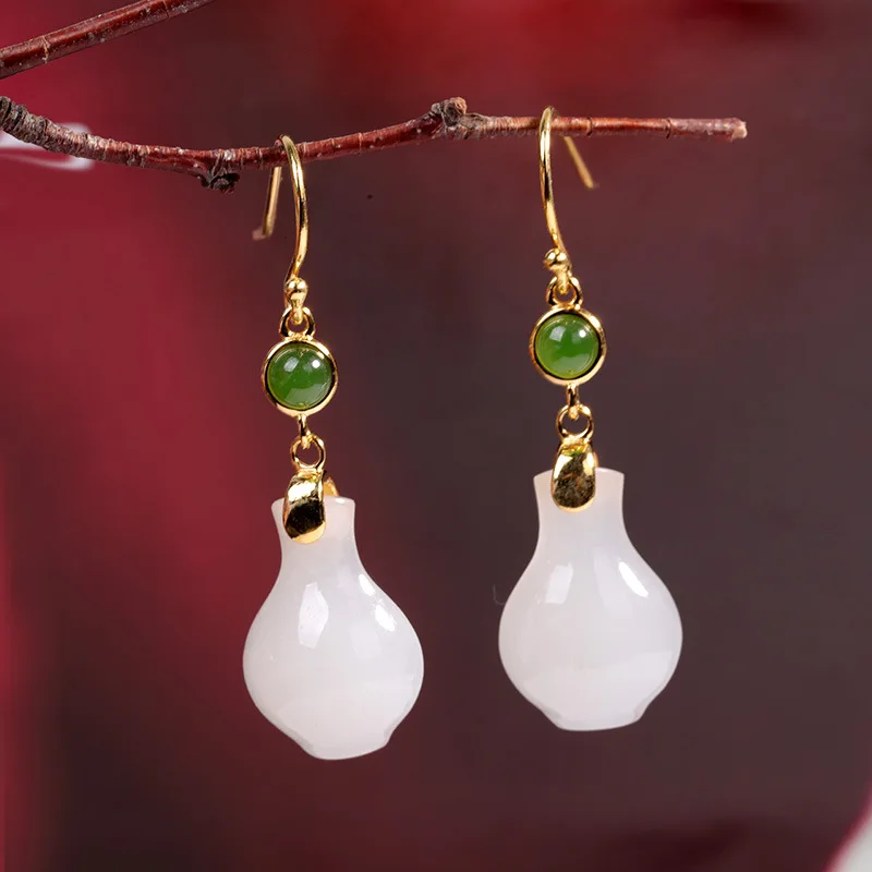 KJJEAXCMY Fine jewelry 925 sterling silver jewelry bottle and Tian Yu jasper earrings