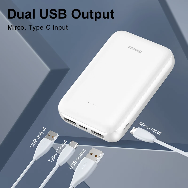 Baseus 10000 мАч mi ni power Bank портативное usb type C быстрое зарядное устройство маленький 10000 мАч power bank для iPhone Xiaomi mi внешний аккумулятор