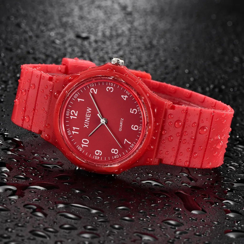 Часы наручные женские с силиконовым ремешком популярные повседневные
