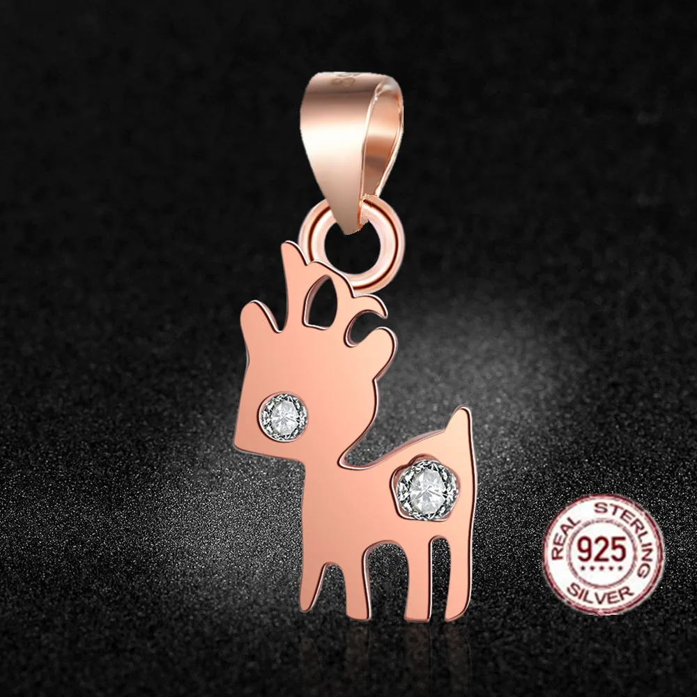 HMSFELY Real 925 Sterling Silver Little Deer Pendant DIY Charm Bracelets Jewelry Necklace Findings For Women Girl Chrismas Gift | Украшения