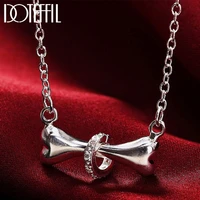doteffil 925 sterling silver 18 inch bone pendant aaa zircon necklace for women man fashion wedding party charm jewelry