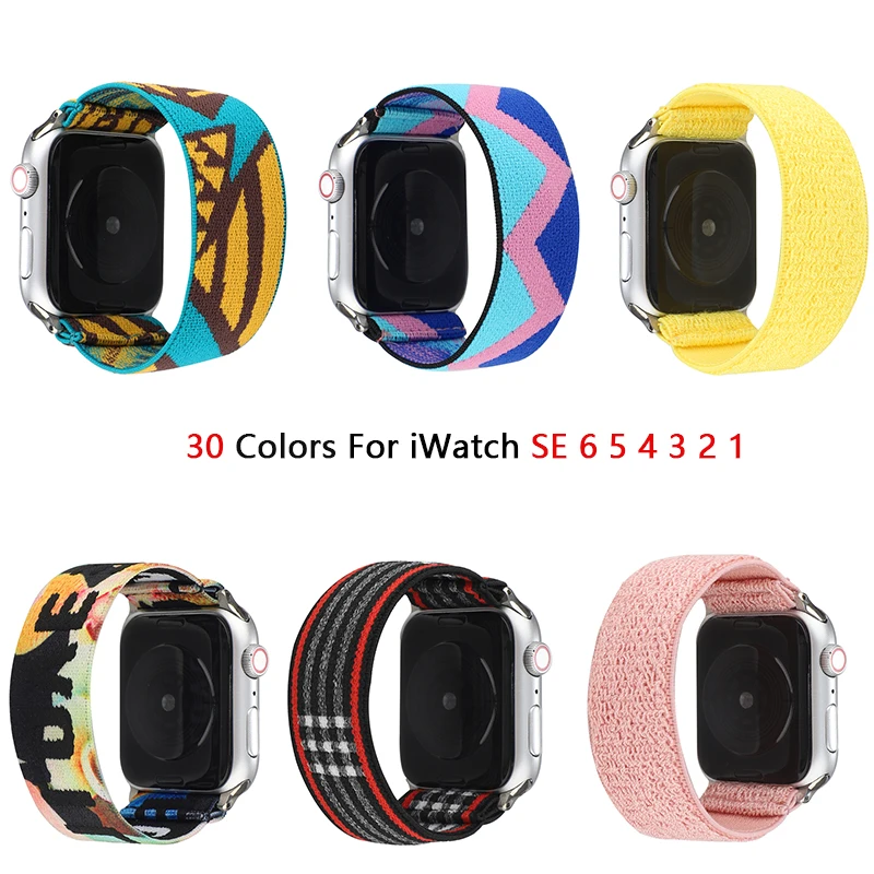 Эластичный тканевый браслет для Apple watch band SE 7 6 5 4 41 мм 45 40 44 ремешок iwatch series 3 2 38 42