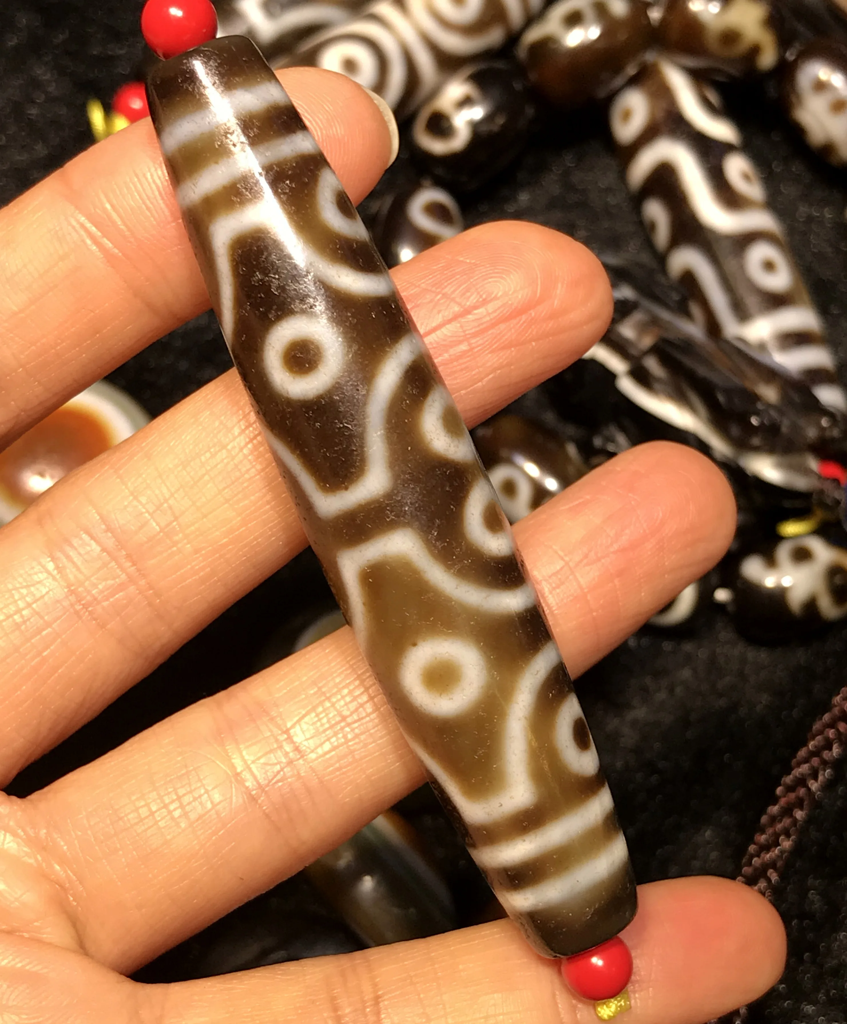 Energy Magic Tibetan old 12 Eye Long dZi Bead Totem Amulet 78MM | Украшения и аксессуары
