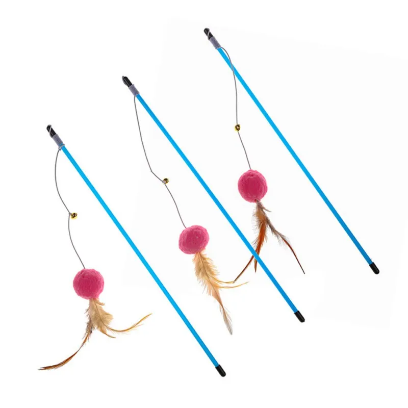 

New Cute Cat Interactive Toy Accessories Stick Feather Wand Toys Plastic Artificial Colorful Cat Teaser Smart Toy Dropship