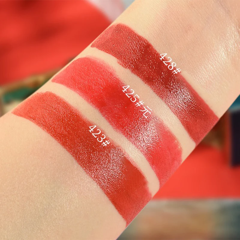 Набор матовых помад в китайском традиционном стиле 3 цвета бархатная глазурь для