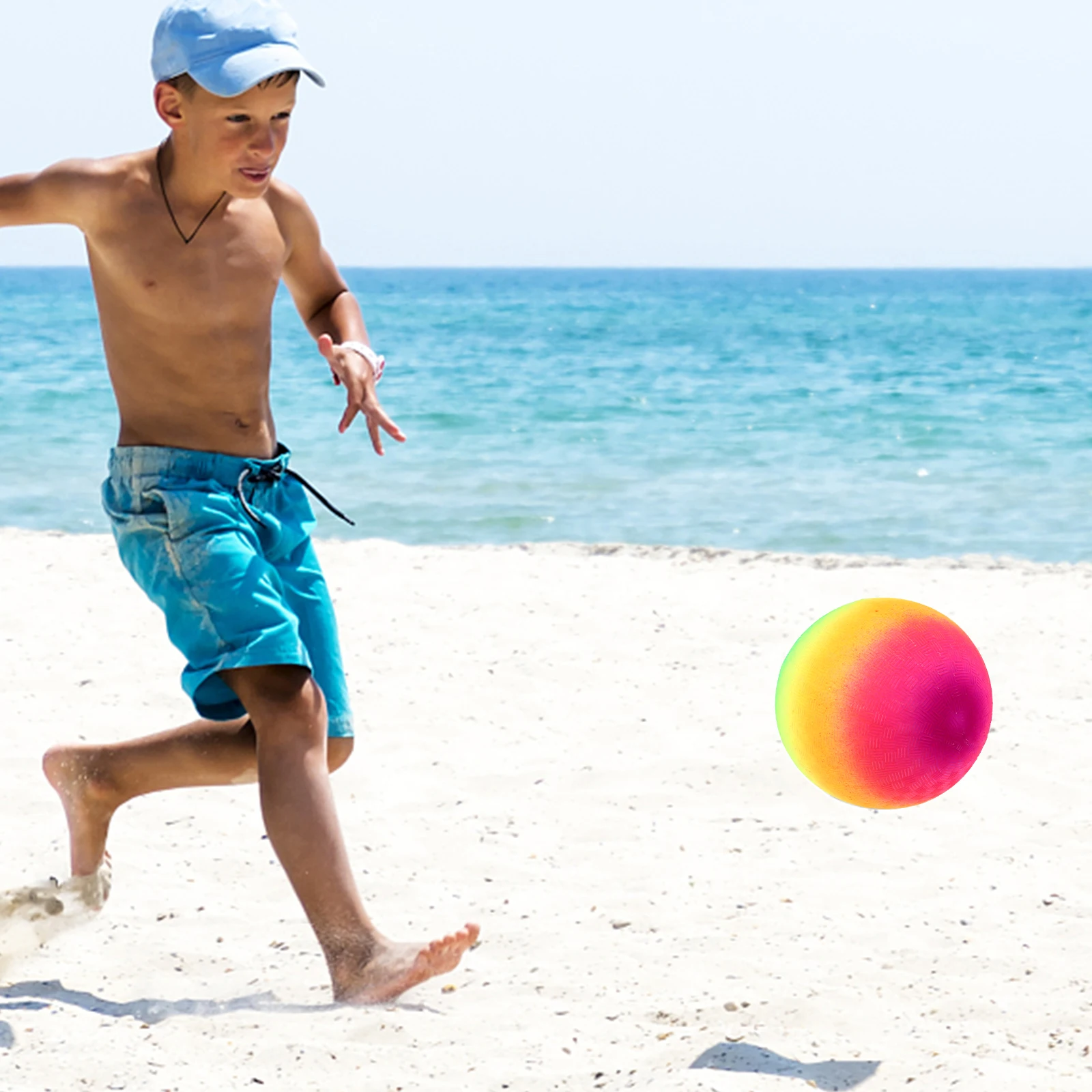 

2Pcs 21cm Child Flapping Ball PVC Inflatable Ball Outdoor Rainbow-Color Balls