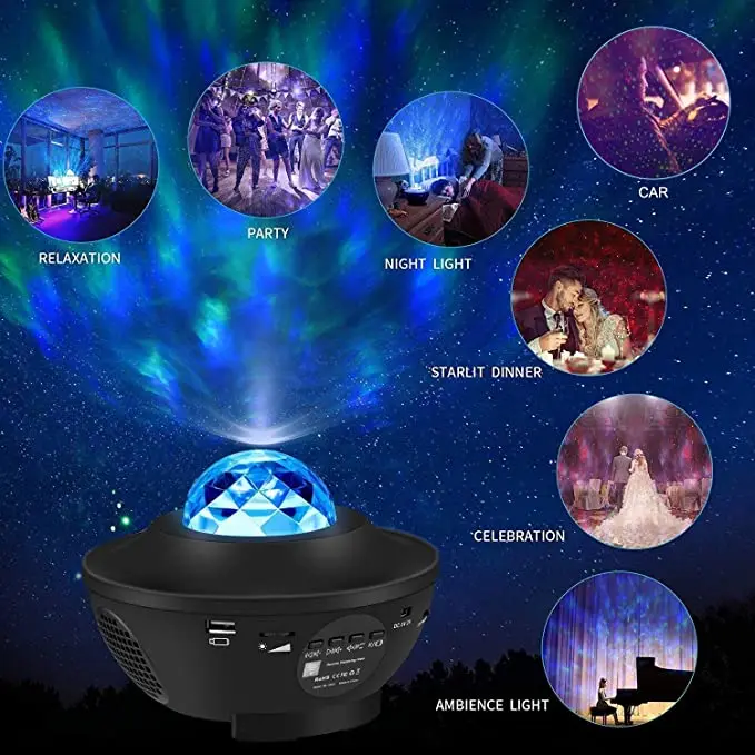 

LED sky Galaxy Star Projector Remote Bluetooth music box player colour holiday Lighting Lamp USB rechargable Starry night lamp
