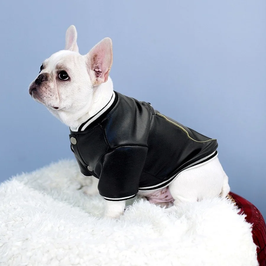 

Dog Leather Jacket Coat Warm Winter Pet Clothing Outfit French Bulldog Clothes Coats for Small Medium Dogs