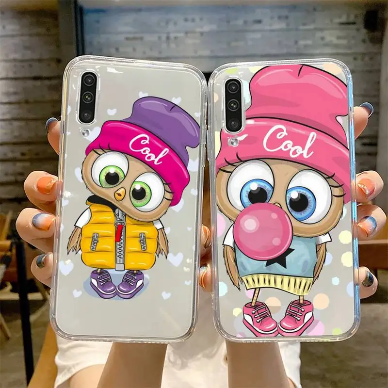 

Cute animal Owl Phone Case Transparent For Samsung Galaxy A S 8 9 10 12 20 21 40 50 52 51 70 71 2019 fe 5g ultra plus