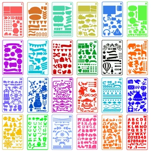 24 шт пластиковый планировщик журнал трафареты набор включает букву, номер, рисунок, иконы, диаграммы, формы, искусство, черчение для рисования журналов