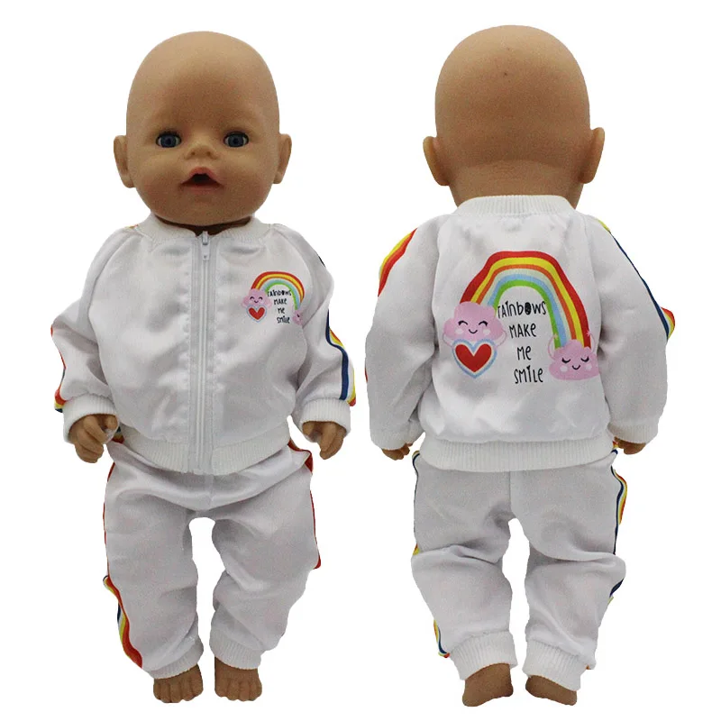 

Радужная женская одежда подходит для кукол 17 дюймов 43 см, одежда для новорожденных, костюм для малышей, подарок на день рождения