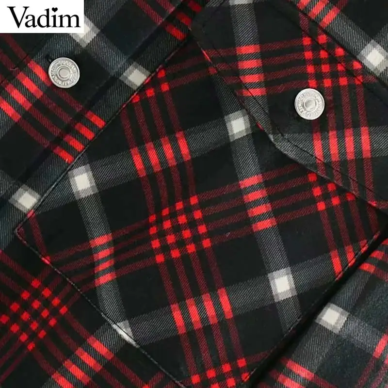 Женское элегантное платье vadim клетчатые блузки карманы декорированные рубашки с
