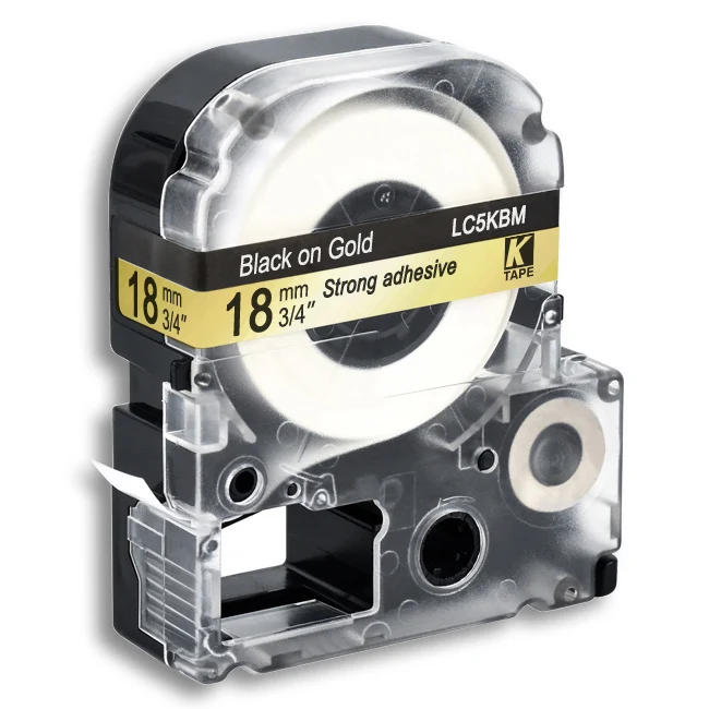 CIDY 18 мм черный на белом SS18KW/LC-5WBN LC 5WBN LC-5WBN9 клейкая лента для kingjim/epson Для LW300 LW400 LW-600P LW-700P - Цвет: black on gold