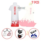 7 шт. аниме Minato плащ намикадзе четвертого Yondaime Хокаге костюм для косплея костюм ожерелье в стиле Коноха головная повязка для вечевечерние семейное платье белая накидка