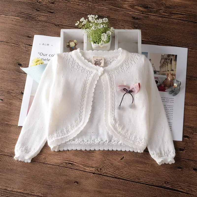 Весенний Детский свитер кардиган куртка для девочек 100% хлопок верхняя одежда 1 2 4