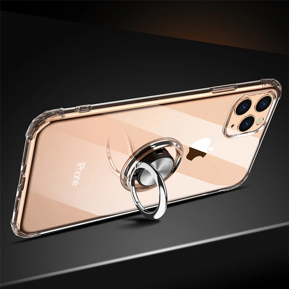 Ультратонкий прозрачный ТПУ автомобильный Магнитный чехол подставка с кольцом