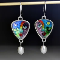cute female rainbow topaz earrings boho silver color zircon stone earrings crystal long dangle earrings for women