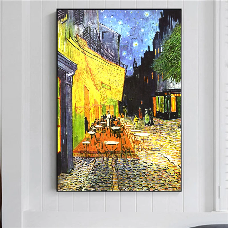 

Van Gogh Cafe Terrace At Night Famous Oil Painting Reproduction on Canvas Posters and Prints Wall Art Picture Living Room Decor