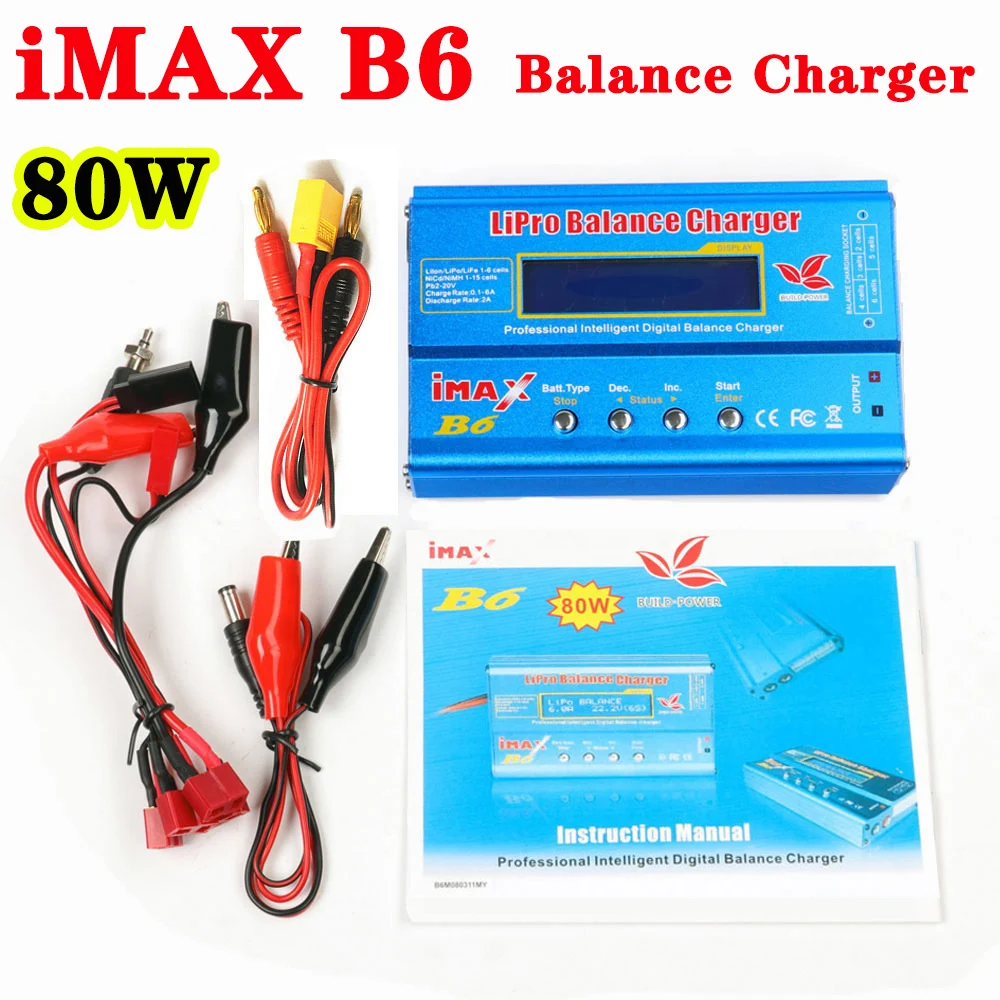 

iMAX B6 AC RC Charger 80W B6AC 6A Balance Charger Digital LCD Screen Li-ion LiFe Nimh Nicd PB Lipo Battery Discharger