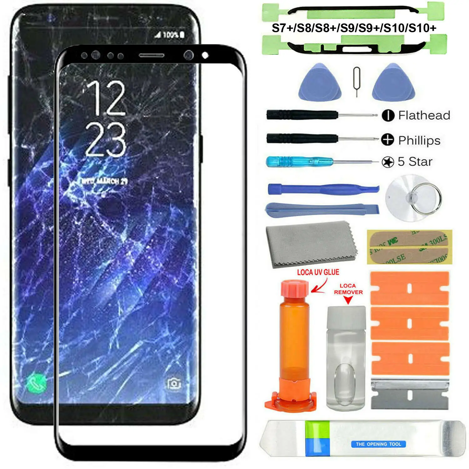 Полный комплект из стекла 18 в 1 для Samsung Galaxy S7 +/S8/S8 +/S9/S9 +/S10 + сломанные линзы черного
