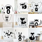 Мультяшная Настенная Наклейка в скандинавском стиле, лесные животные, лиса, медведь, наклейки для детской комнаты, декоративные наклейки, украшение для спальни, виниловая роспись